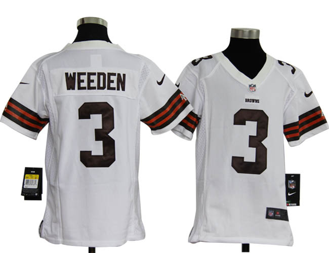 Nike NFL Cleveland Brown 3 Brandon Weeden Youth white Game Jersey